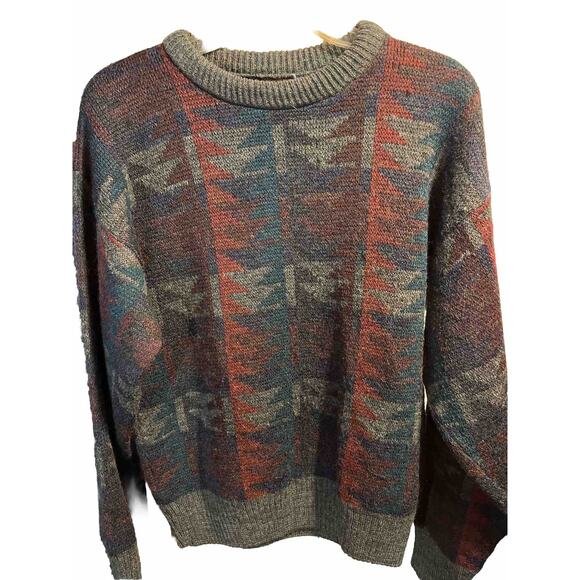 Vintage Men’s Knights Bridge Wool Blend Sweater Nordic Print Sz M Pullover - Picture 1 of 11